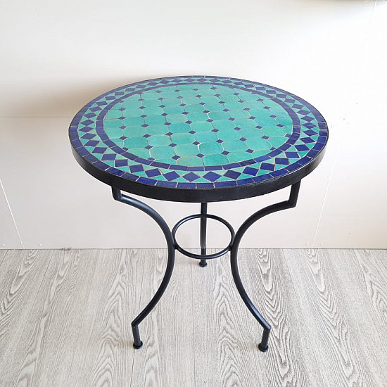 Marockansk Mosaikbord i blå och turkos