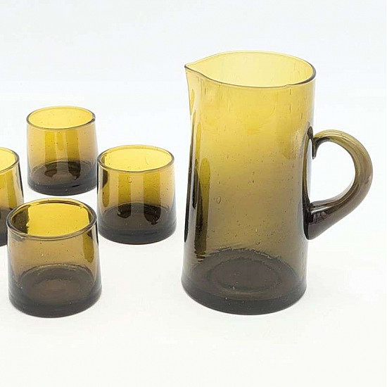 marockansk karaff glas  brun-21cm