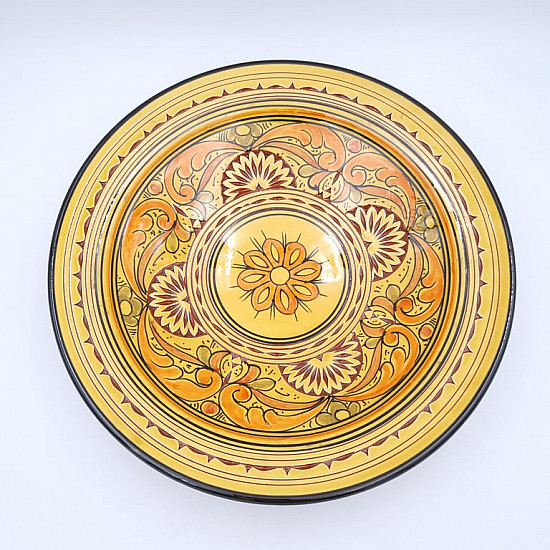 Marockansk keramik fat graverade gul-41cm