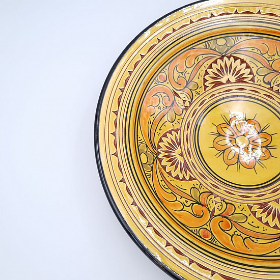 marockansk keramik tallrik graverade-gul