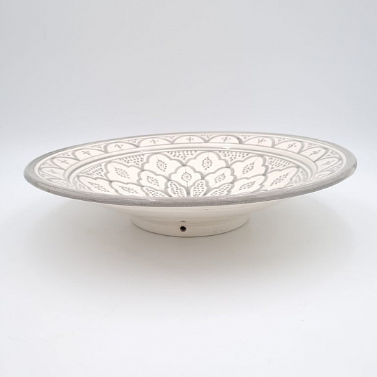 Marockansk-Keramik-Fat-grå-vit