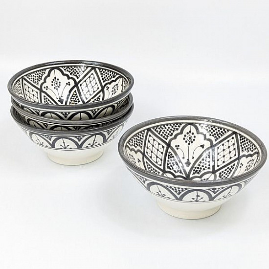 Marockansk keramik Skål svart-vit trad-18cm