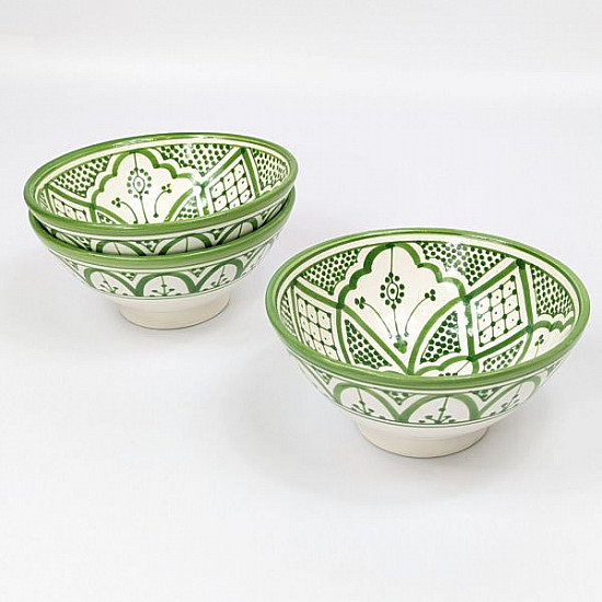 marockansk keramik skål grön-vit-18cm