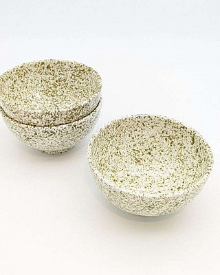 Keramik Skål Prickig Grön -Ø20cm