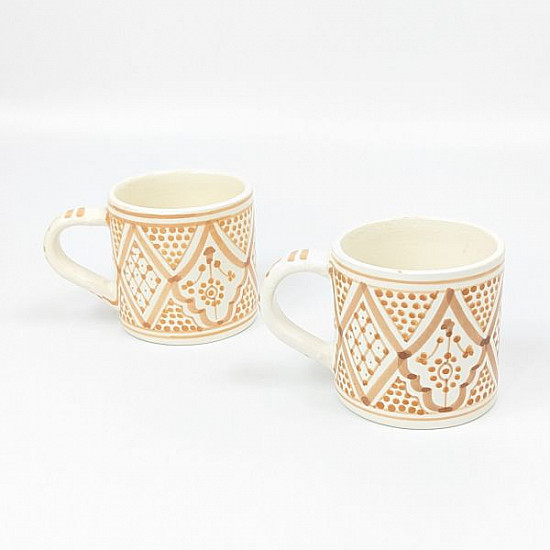 Marockansk Keramik Mugg brun och vit