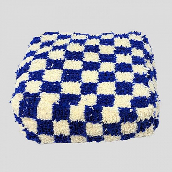 Sittpuff - Marockansk Schackrutig Blå