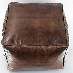 Sittpuff -Marockansk läderpuff Fyrkantig -Brun