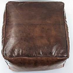 Sittpuff -Marockansk läderpuff Fyrkantig -Brun