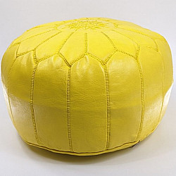 Sittpuff - Marockansk Läderpuff Gul 