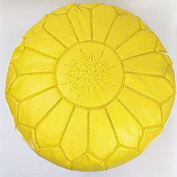 Sittpuff - Marockansk Läderpuff Gul 