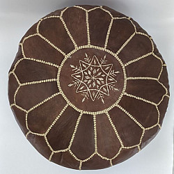Sittpuff - Marockansk Läderpuff Brun-vit