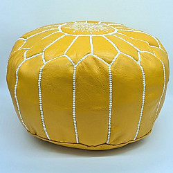 Sittpuff - Marockansk Läderpuff Gulvit